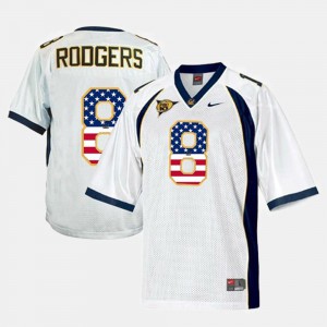 For Men's #8 Stitch White University of California Aaron Rodgers Jersey US Flag Fashion 159538-311