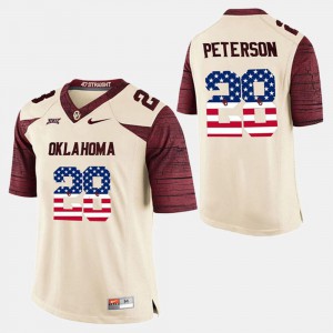 High School US Flag Fashion For Men #28 White Sooners Adrian Peterson Jersey 549612-749