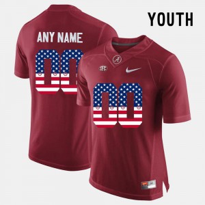 US Flag Fashion For Kids #00 NCAA Crimson University of Alabama Custom Jersey 684885-559