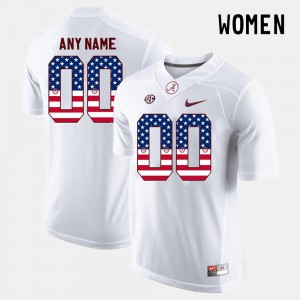 US Flag Fashion #00 Roll Tide Customized Jersey Women's White Official 266529-775