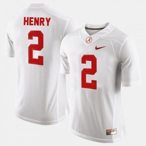 #2 College Football Bama Derrick Henry Jersey White Mens Embroidery 702370-547