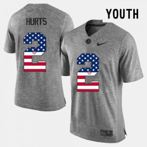 Embroidery US Flag Fashion Gray #2 For Kids Roll Tide Jalen Hurts Jersey 245323-784
