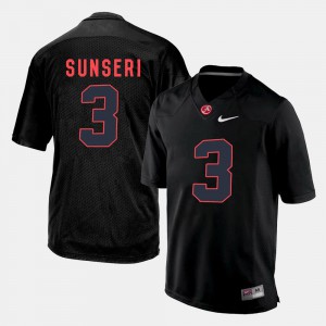 Alabama Crimson Tide Vinnie Sunseri Jersey #3 Official Silhouette College For Men Black 347826-400