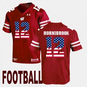Maroon NCAA US Flag Fashion Wisconsin Badger Alex Hornibrook Jersey #12 Mens 139856-975