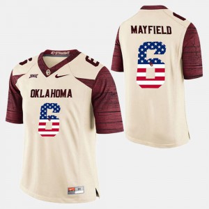 OU Baker Mayfield Jersey Men #6 College White US Flag Fashion 553900-245