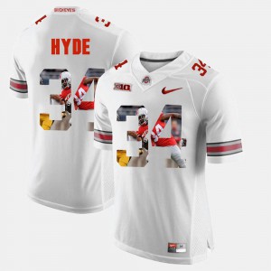 Pictorial Fashion White Ohio State Buckeyes CameCarlos Hyde Jersey Stitched #34 Mens 329736-556