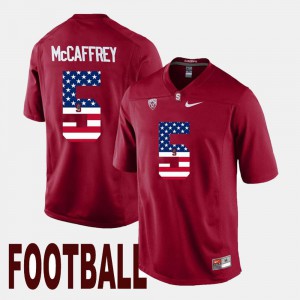 Cardinal US Flag Fashion For Men's Stanford Christian McCaffrey Jersey University #5 438141-541