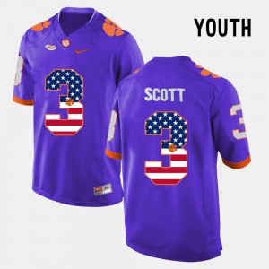 US Flag Fashion Purple Stitch Kids Clemson Tigers Artavis Scott Jersey #3 449895-151