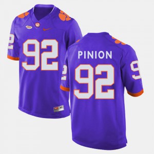 NCAA #92 Clemson Bradley Pinion Jersey Men's Purple College Football 219300-386