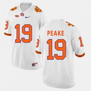 For Men High School #19 White Clemson Tigers Charone Peake Jersey College Football 956098-717
