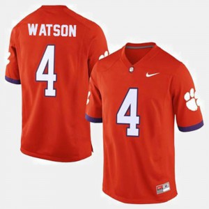 Men High School College Football Orange #4 Clemson Deshaun Watson Jersey 783493-436