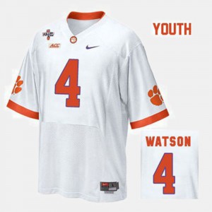 Clemson National Championship Deshaun Watson Jersey College Football Youth White #4 Official 589767-657