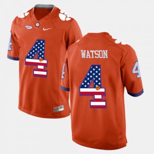 For Men's Clemson National Championship DeShaun Watson Jersey Orange US Flag Fashion University #4 882505-640