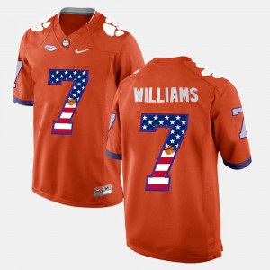 Orange Men's #7 US Flag Fashion Clemson National Championship Mike Williams Jersey High School 244988-398