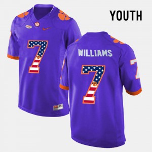 Purple US Flag Fashion For Kids #7 Clemson National Championship Mike Williams Jersey Stitched 657232-625