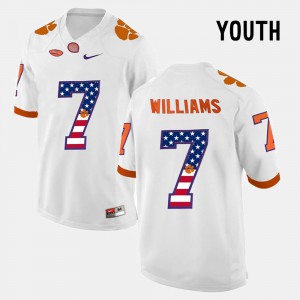 US Flag Fashion #7 High School Youth(Kids) White Clemson Tigers Mike Williams Jersey 458101-780
