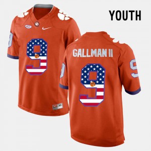 Orange #9 College Clemson National Championship Wayne Gallman II Jersey Youth(Kids) US Flag Fashion 560079-165