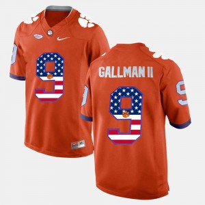 US Flag Fashion Orange High School Mens Clemson Tigers Wayne Gallman II Jersey #9 769642-236
