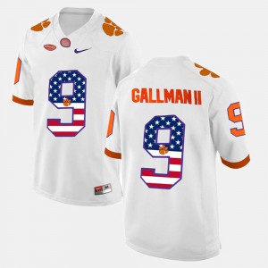 White Stitched #9 For Men US Flag Fashion Clemson University Wayne Gallman II Jersey 571526-321