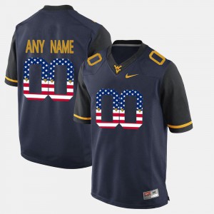 For Men's US Flag Fashion Blue Mountaineers Customized Jersey #00 Official 442651-716