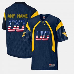 #00 WVU Customized Jersey Navy Blue Men US Flag Fashion NCAA 219445-935