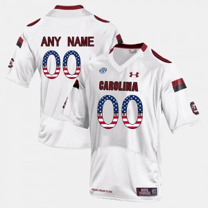 #00 White USC Gamecocks Customized Jersey US Flag Fashion For Men's Official 454329-845