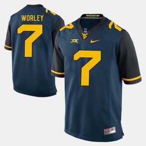 Blue West Virginia University Daryl Worley Jersey Alumni Football Game #7 Stitched For Men 164940-546