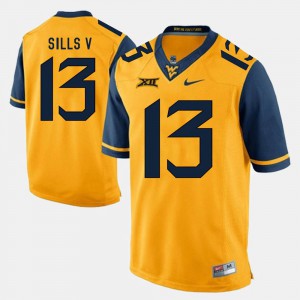 Gold Official Mountaineers David Sills V Jersey #13 For Men's Alumni Football Game 322535-500