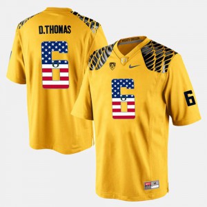 University of Oregon De'Anthony Thomas Jersey NCAA Yellow US Flag Fashion #6 For Men's 426217-474
