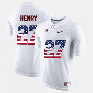 US Flag Fashion White #27 Alabama Derrick Henry Jersey Player Men 494845-682