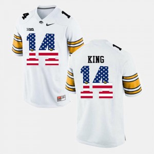 College Men US Flag Fashion Iowa Hawkeyes Desmond King Jersey #14 White 276897-513
