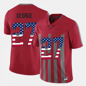 #27 Men Embroidery Ohio State Buckeyes Eddie George Jersey Scarlet US Flag Fashion 982252-381