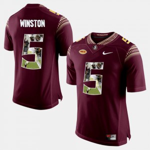 Seminole Jameis Winston Jersey For Men's Player Pictorial Player #5 Red 995768-180