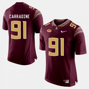 College Football For Men #91 Stitched Garnet Seminoles Tank Carradine Jersey 525749-825