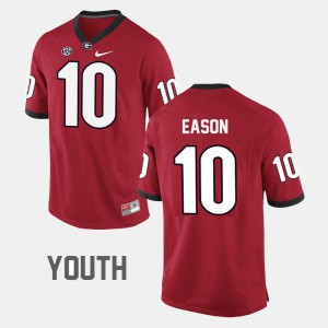 #10 Youth College Football Embroidery Georgia Jacob Eason Jersey Red 902572-288