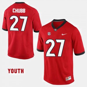 College Football NCAA Georgia Bulldogs Nick Chubb Jersey Kids #27 Red 555195-831