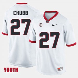 NCAA Youth(Kids) College Football White #27 University of Georgia Nick Chubb Jersey 274955-482
