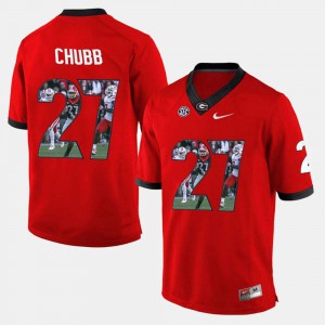 College Player Pictorial GA Bulldogs Nick Chubb Jersey Red #27 Men's 381737-513