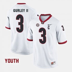For Kids College Football White #3 Georgia Bulldogs Todd Gurley II Jersey Embroidery 512612-834