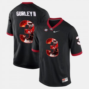 Embroidery Black Player Pictorial #3 For Men GA Bulldogs Todd Gurley II Jersey 547733-552