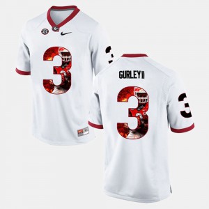 Player #3 UGA Bulldogs Todd Gurley II Jersey White Player Pictorial Men 726908-230