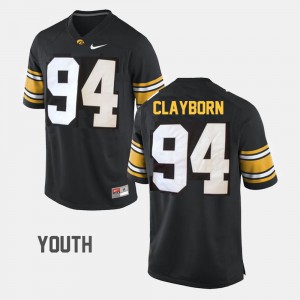 #94 College Football Iowa Adrian Clayborn Jersey Black Youth University 171747-937