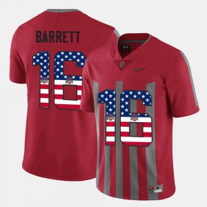 Scarlet Embroidery Mens US Flag Fashion Ohio State Buckeyes J.T. Barrett Jersey #16 150190-567