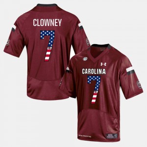 USC Gamecocks Jadeveon Clowney Jersey Embroidery #7 Maroon For Men's US Flag Fashion 191673-142