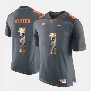 Grey Stitched For Men University Of Tennessee Jason Witten Jersey #1 Pictorial Fashion 660793-327
