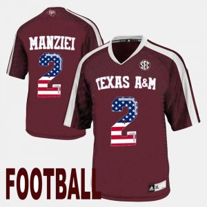 US Flag Fashion Stitch Maroon Mens Texas A&M University Johnny Manziel Jersey #2 938414-993