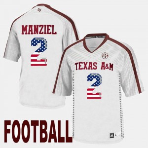 Mens White US Flag Fashion #2 A&M Johnny Manziel Jersey Alumni 570008-463