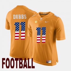#11 US Flag Fashion Embroidery UT Volunteer Joshua Dobbs Jersey For Men's Orange 733095-500