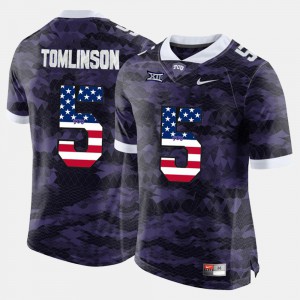 #5 US Flag Fashion Horned Frogs LaDainian Tomlinson Jersey Player Men Purple 867820-421