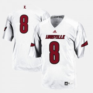For Men's High School #8 Louisville Cardinals Jersey White College Football 622488-361